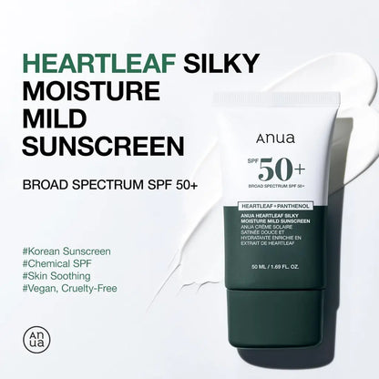 Anua Heartleaf Silky Moisture Mild Sunscreen 50ml