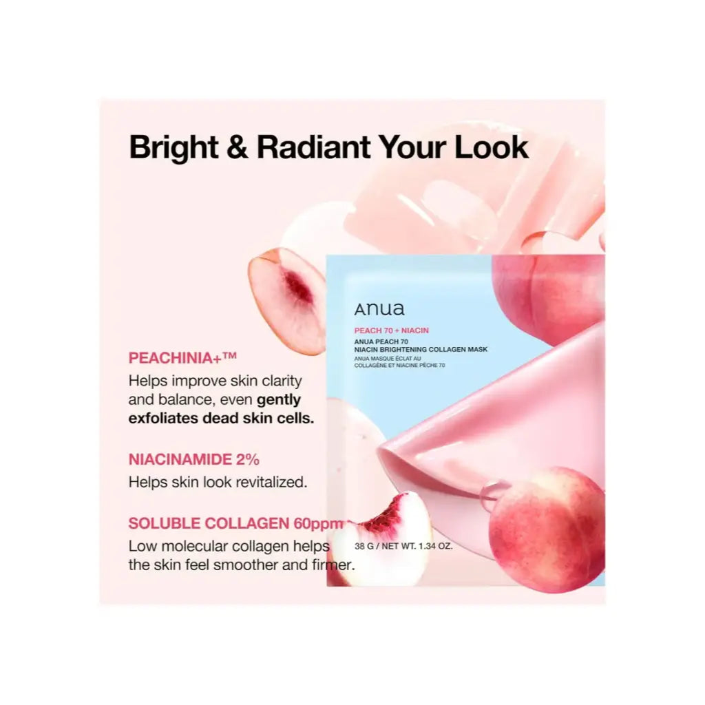 Anua Peach 70 Niacin Brightening Collagen Mask Peach 38g