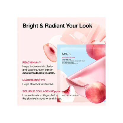 Anua Peach 70 Niacin Brightening Collagen Mask Peach 38g