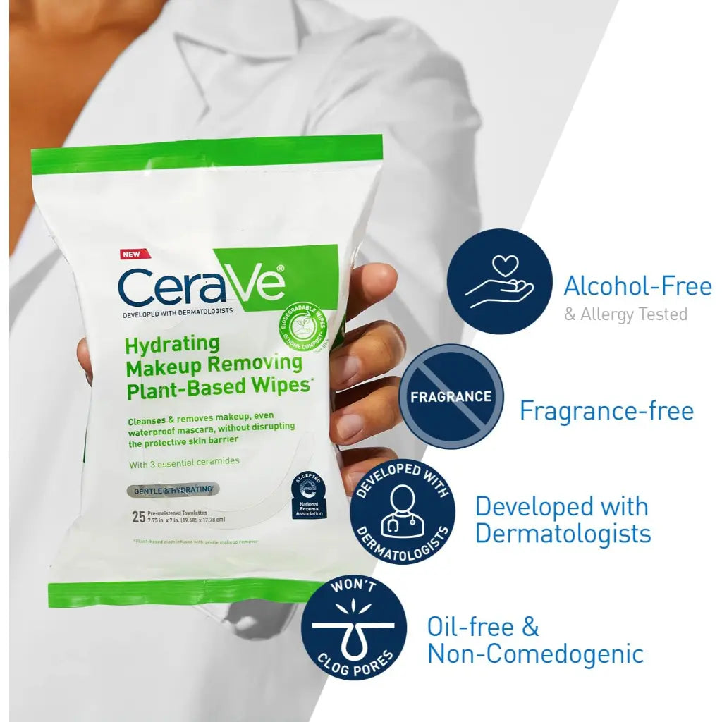 Hydrating Makeup Removing Plant-Based Wipes 25 Count